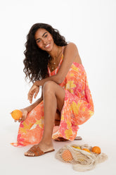 Bloemenprint strapless maxi-jurk